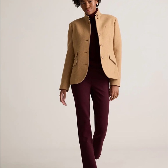 Quince Women’s Italian Wool Stand Collar Blazer Warm Camel Outerwear M New - Picture 7 of 14